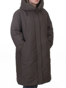 A618 GRAY/BROWN Пальто зимнее женское (верблюжья шерсть, 120 гр. холлофайбер)