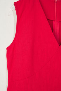 Trendyolmilla K?rm?z? Keten Kar?s?ml? A Kesim Mini Dokuma Elbise TWOSS25EL00645  фото 6