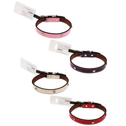 Пэт тойс (Pet toys) Ошейник для собаки Стразы 1,9х45см, металлическая застежка, под кожу, с декором, на картоне, цвета в ассортименте: красный, фиолетовый, розовый, бежевый (Китай)  фото 3