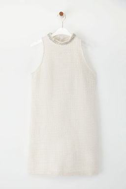 TRENDYOLMILLA Siyah Tas Isleme Detayl? Astarl? Ince Tuvit Mini Dokuma Elbise TWOSS25EL00754  фото 5