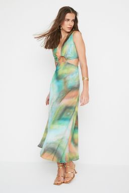 TRENDYOLMILLA Cok Renkli Cut Out/Pencere Detayl? Maxi Dokuma Elbise TWOSS21EL3578  фото 3