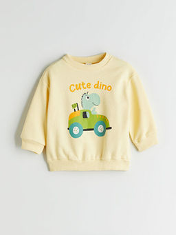 Bisiklet Yaka Bask?l? Erkek ?ocuk Sweatshirt