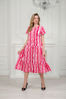 Платье женское из кулирки Кармелита малиновая роза