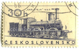 Марка Паровоз Карлштейн 1865 год 1965 год Чехословакия
