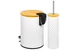 Набор - ведро с педалью 3 л 20*17*25 см + Держатель с ершиком 9,5*9,5*38 см Белый, металл - Elan gallery фото 5
