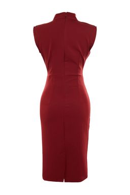 TRENDYOLMILLA Bordo Vucuda Oturan Dik Yaka Midi Kalem Etek Dokuma Elbise TWOAW20EL0311  фото 34