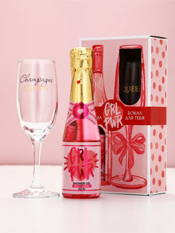 Подарочный набор GRL Power, гель для душа и бокал для шампанского, Чистое Счастье