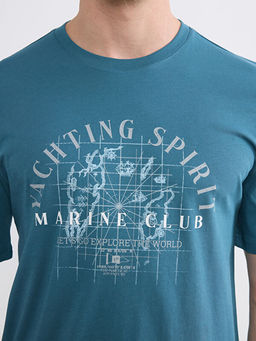 Bisiklet Yaka Bask?l? Penye Erkek Ti??rt