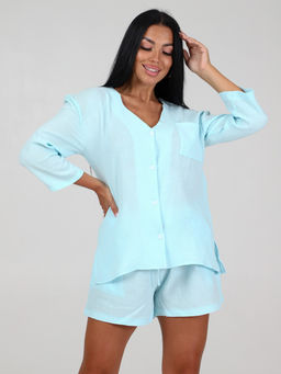 579 ПИЖАМА ЖЕНСКАЯ (шорты) (Голубой)