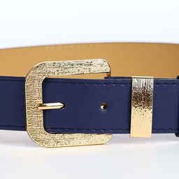 Ремень женский с винтом, 110×3 см, пряжка металл, золотистая, синий