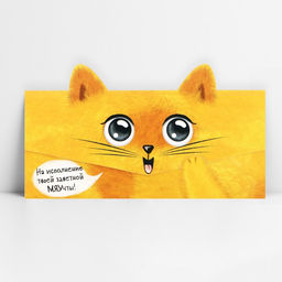 Цена за 5 шт. Конверт для денег фигурный «Котик», 17.5 х 8 см