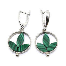 Серьги с малахитом 19мм