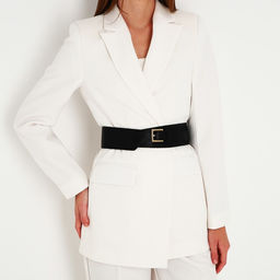 Ремень женский широкий, 105×6.5 см, пряжка металл, золотистая, чёрный