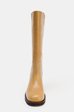 LEATHER TOPSTITCHED BOOTS - Zara фото 18