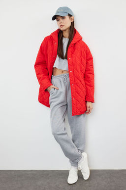 TRENDYOLMILLA Gri Kapusonlu Su Itici Kapitone Mont TWOAW23MO00131 фото 23