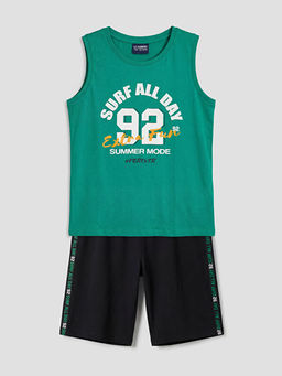 Пижамный комплект для мальчика с шортами с круглым вырезом