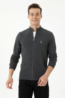 Мужской базовый трикотажный кардиган антрацитового меланжа - U.s. polo assn фото 10