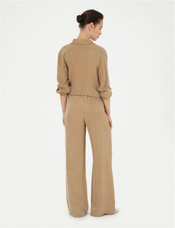 Bej Cupro Dokulu Wide Leg Pantolon - Pierre cardin фото 4