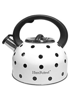 Чайник 2,5л нержавеющая сталь HR732-1 белый в черный горох OLS-001-5