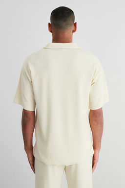 TRENDYOL MAN Limited Edition Siyah Oversize/Genis Kesim Dokulu K?r?smaz Ottoman Polo Yaka T-Shirt TMNSS23PO00020 - Trendyolmilla фото 6