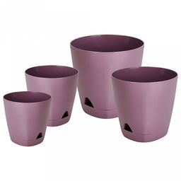 "Ingreen" Горшок для цветов пластмассовый "Amsterdam" 2,5л, д17см, h16см, с прикорневым поливом, морозная слива (Россия)