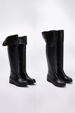 Siyah Duz Topuklu Cift Kullan?ml? Kad?n Diz Ustu Cizme TAKAW26CZ00033 - Trendyolmilla фото 5