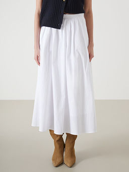 Beli Lastikli Saten Kad?n Pileli Etek