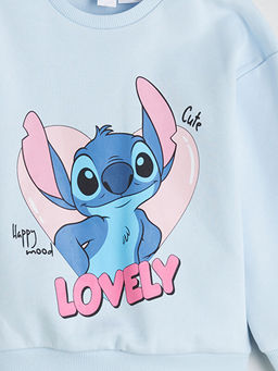 Bisiklet Yaka Lilo ve Stitch Bask?l? K?z ?ocuk Sweatshirt