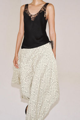PANTAL?N ESTAMPADO DRAPEADO ZW COLLECTION / Crudo / Negro