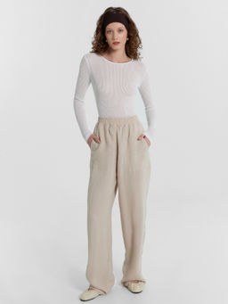 Брюки женские бежевые из коллекции "Premium Linen" св.бежевый 182507