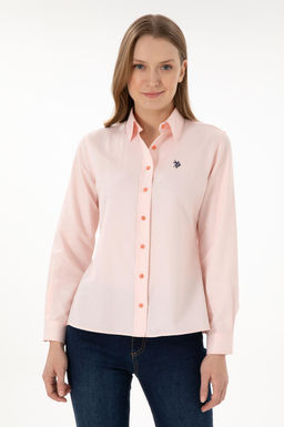 Женская базовая рубашка лососевого цвета с длинным рукавом Неожиданная скидка в корзине - U.s. polo assn фото 8