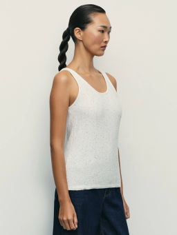 Вязаный топ из хлопка с пайетками / Zarina фото 4