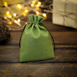 Цена за 10 шт. Холщовый мешочек для украшений, подарков и трав, текстиль Эко, зелёный, 10?14 см