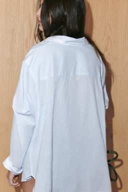 CAMISA OVERSIZE RAYAS MANGA MURCI?LAGO / Azul / Blanco - Zara фото 3