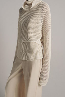 JERSEY CORTO PUNTO CUELLO SUBIDO / Crudo claro - Zara фото 7