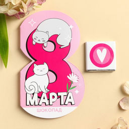 Цена за 2 шт. Валентинка с шоколадом 5 г 8 марта MURR