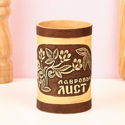 Туес «Веточка: Лавровый лист», d=9 см, береста