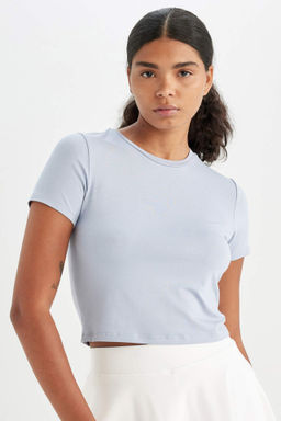 DeFactoFit Crop Bisiklet Yaka Sporcu K?sa Kollu Tisort  фото 2