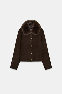 CARDIGAN WITH FAUX FUR COLLAR - Zara фото 5