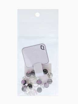 Браслет с подвесками «Сахарный» ракушка, шар №10/8, d=6 см, чёрно-фиолетовый в серебре