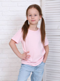 Футболка детская, модель 321, трикотаж (28 размер, Бледно-розовый )