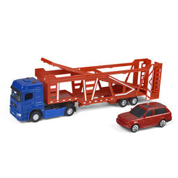 Машина металл KAMAZ Автовоз 17 см, (двери, подвиж дет, машинка) в коробке