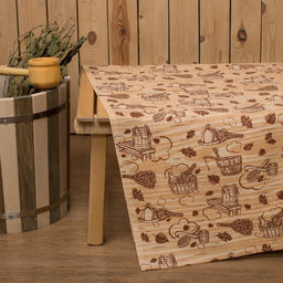 Простыня вафельная для бани «Банька» 145×180 см, 100% хлопок, бежевая