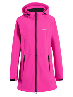 Парка спортивная женская с капюшоном softshell розового цвета 9568R