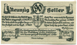 90 геллеров 1920 года Австрия Пёхларн (нотгельд)