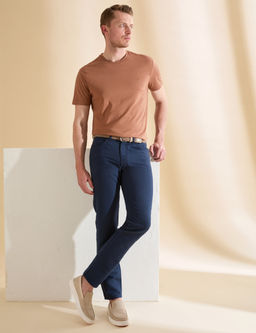 Lacivert Slim Fit Keten Kar___ml_ Kanvas Pantolon