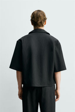 CAMISA RELAXED FIT JACQUARD CUADROS / Negro - Zara фото 3