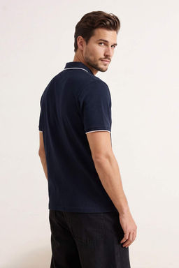 Lacivert Regular Polo Yaka Duz Polo Yaka T-shirt TMNSS26PO00020