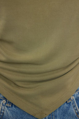 Yesil Modal Kumas Degaje Yaka Drapeli Vatkal? Asimetrik Orme Bluz TWOAW25BZ00031