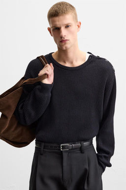 TEXTURED SWEATER WITH BUTTONS